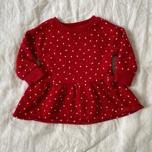 Baby Gap Peplum Sweatshirt, Red w/ White Hearts, Size 12-18 Mo / Valentines Day